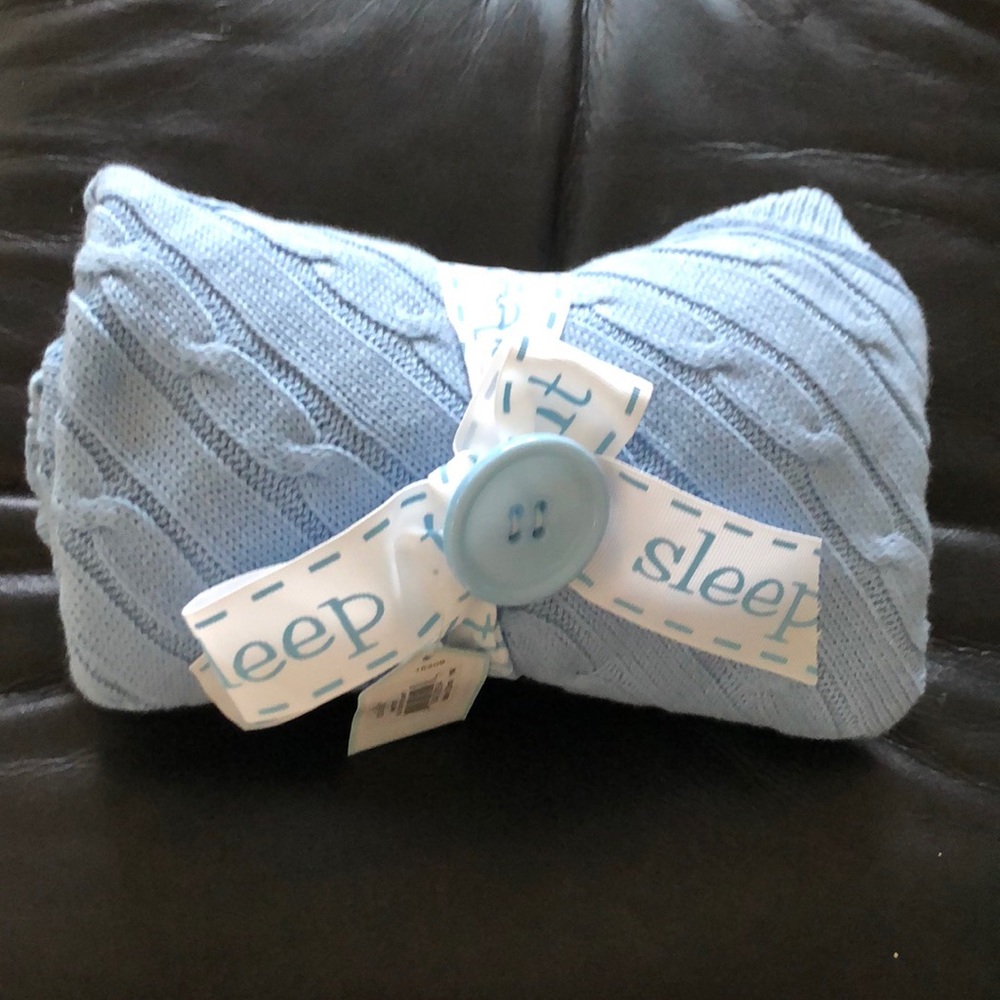 Mud Pie Blue cable knit baby blanket NWT